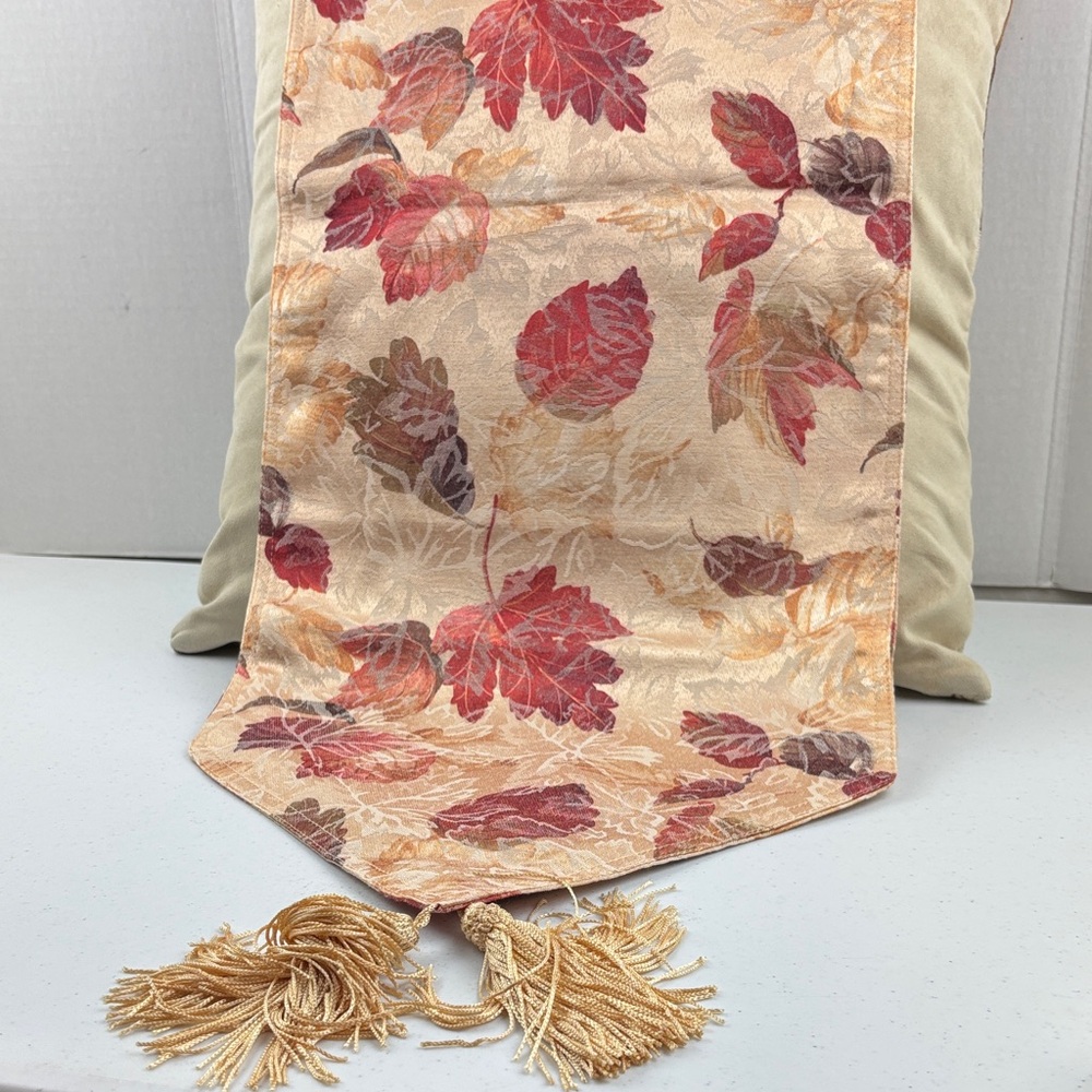 Floral Tapestry Table Runner with Tassels 68” plus tassels